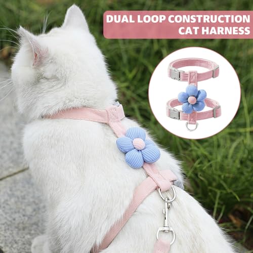 Qpets® Cat Harness with Leash Set for Kitten Quick Release Buckle Escape Proof Cute Flower Small Pet Belt Outdoor Walking Travel M Chest 27-43cm Neck 23-33cm 3PCS Qpets® Cat Harness with Leash Set for Kitten Quick Release Buckle Escape Proof Cute Flower Small Pet Belt Outdoor Walking Travel M Chest 27-43cm Neck 23-33cm 3PCS